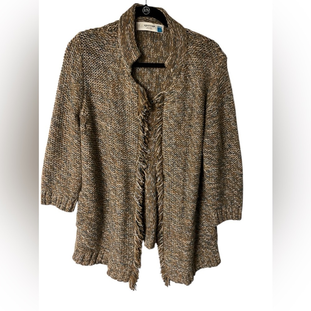 Anthropologie Sparrow Tan Chunky Open Front Sweater L